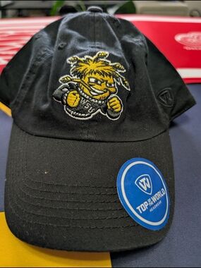 Top of the World Black cap with yellow and white embroidered mascot